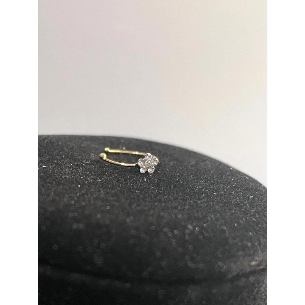 Faux Nose Ring, Crystal & Gold Floral Nose Hoop, Helix Tragus Faux Ring *NEW* - Picture 2 of 8